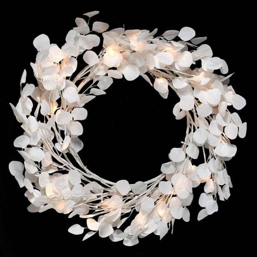 Honesty Wreath with Warm White Lights