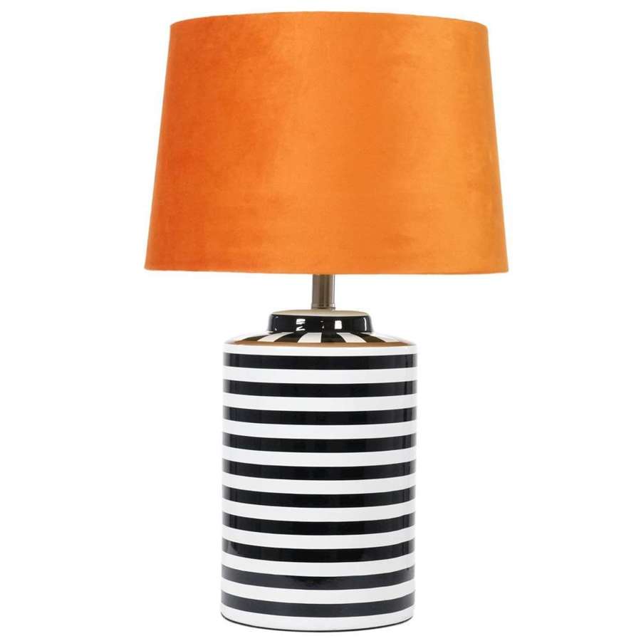 Monochrome Table Lamp with Papaya Shade.