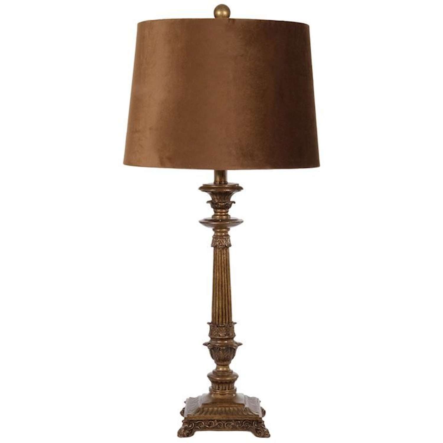 Monaco Lamp Antique  Burnished Gold Lamp With Dark Biscuit Shade.