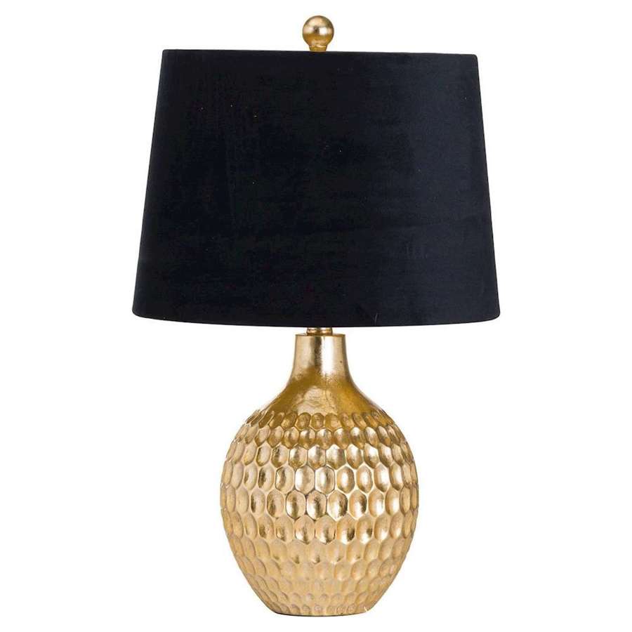 Vincenzo Gold Base Table Lamp with Black Shade.