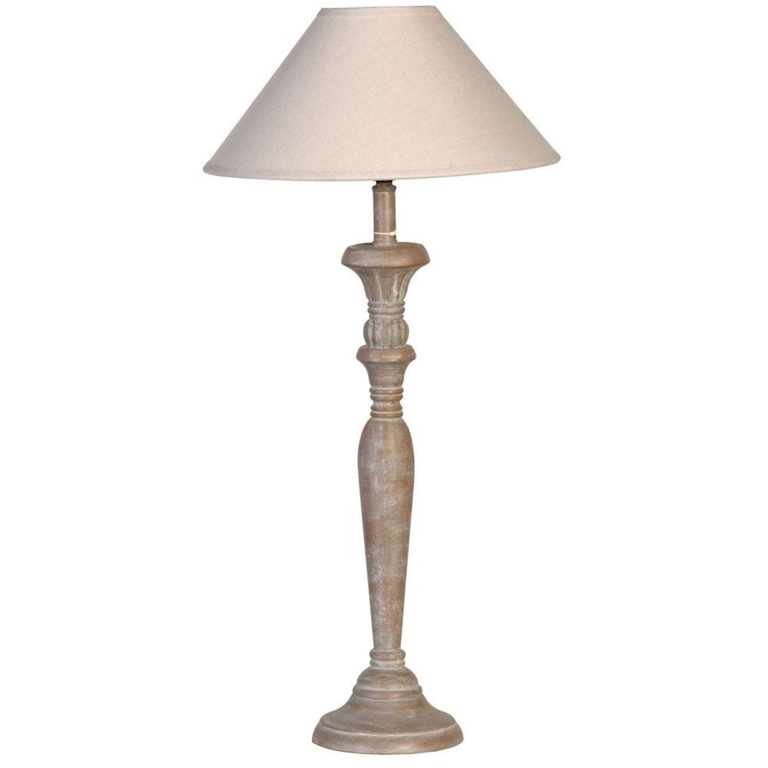 Grey Wash Candlestick Lamp with Shade