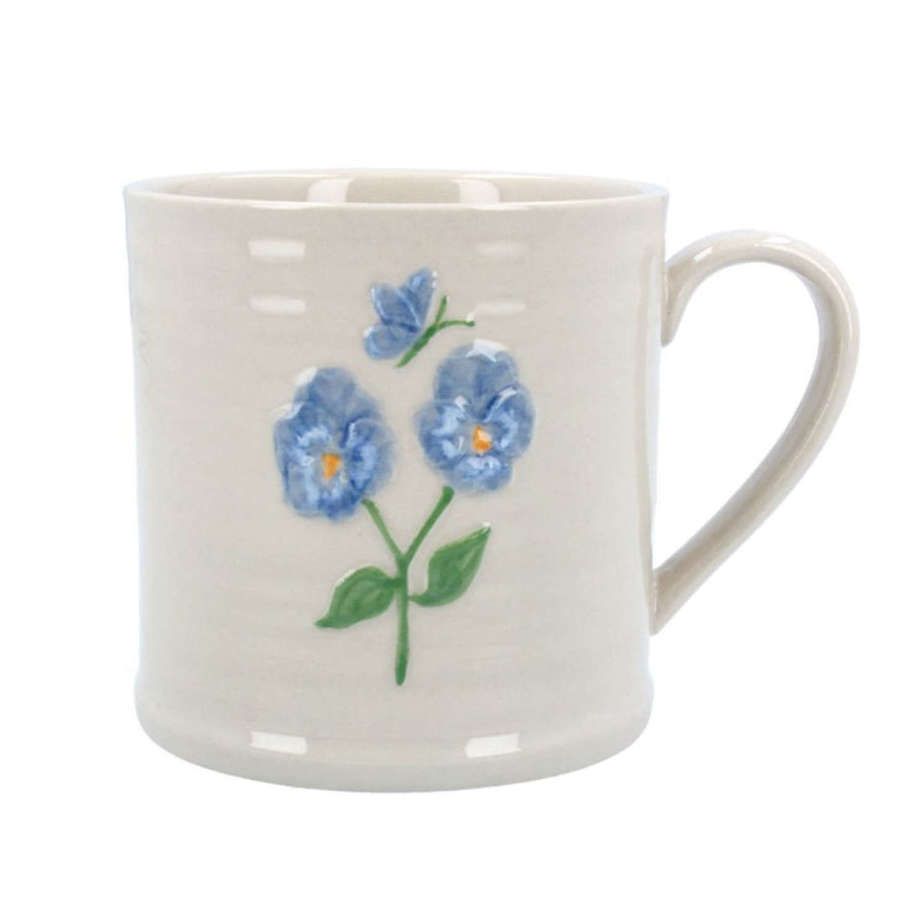 Gisela Graham - Blue Violas & Butterflies Mug Large.