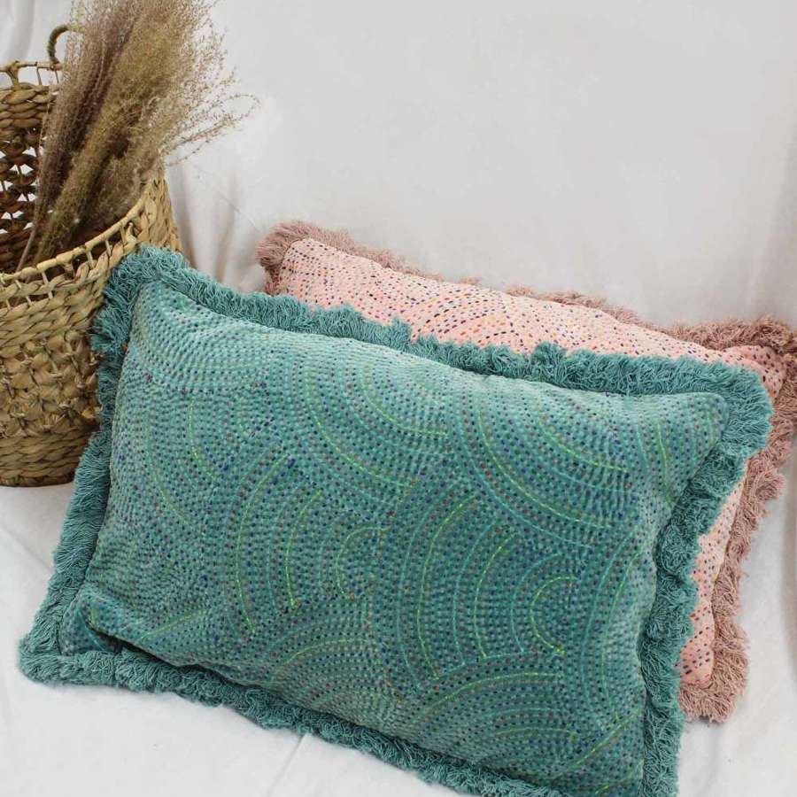 My Doris - Blue Confetti Stitch Rectangle Cushion