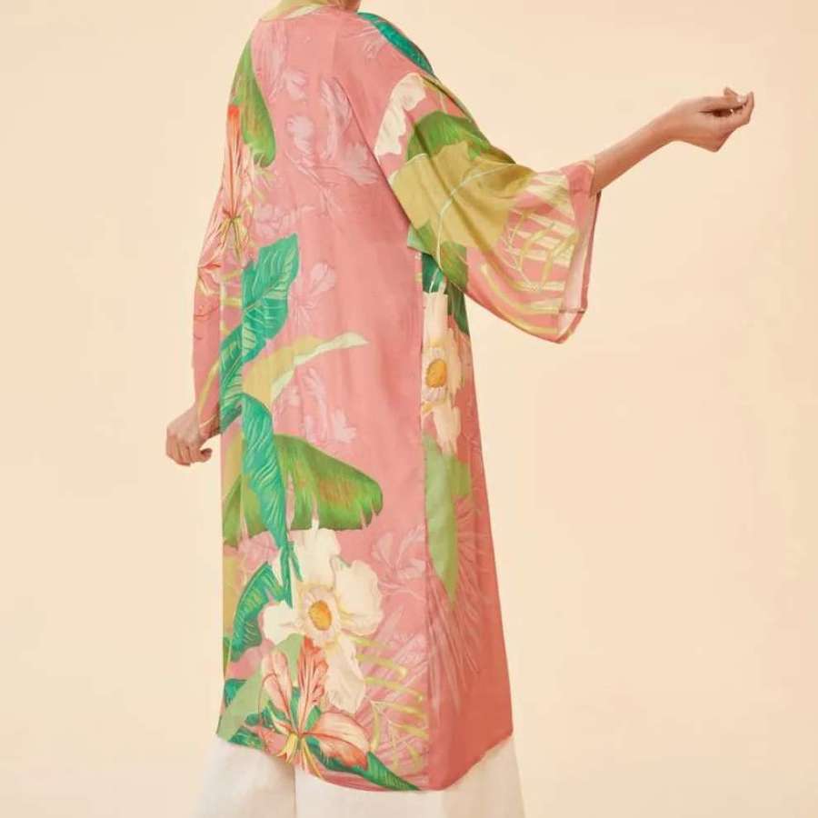 Powder - Delicate Tropical Kimono Gown in Candy